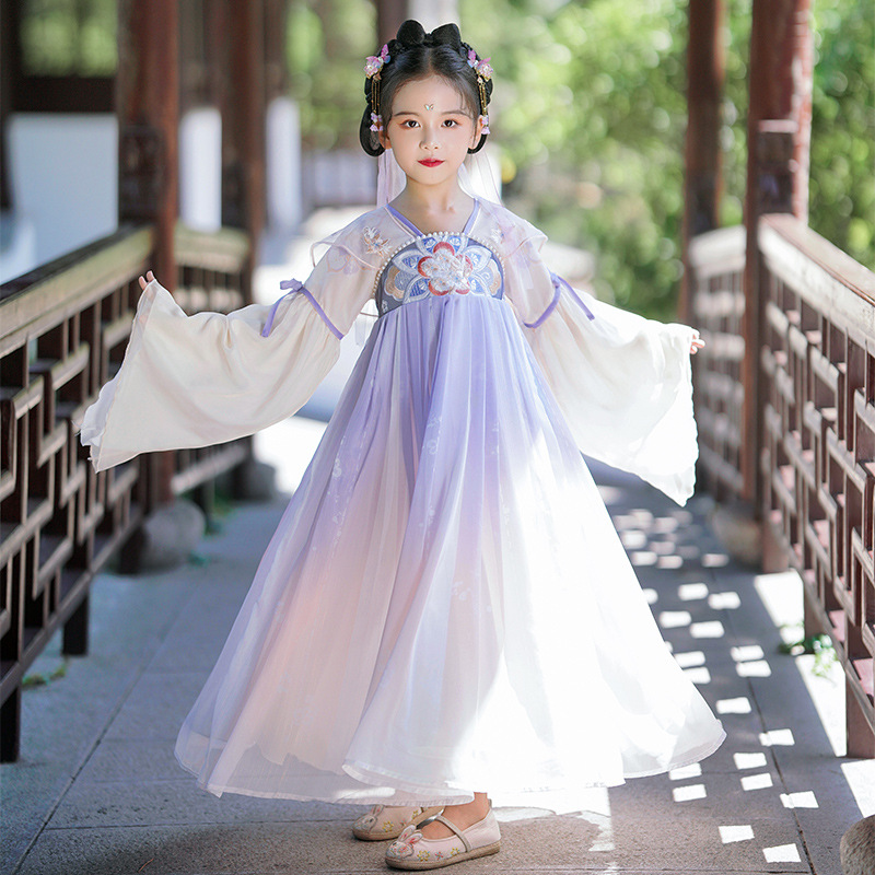 汉服女童春季襦裙2024新款古装中国风超仙连衣裙儿童古风唐装夏款
