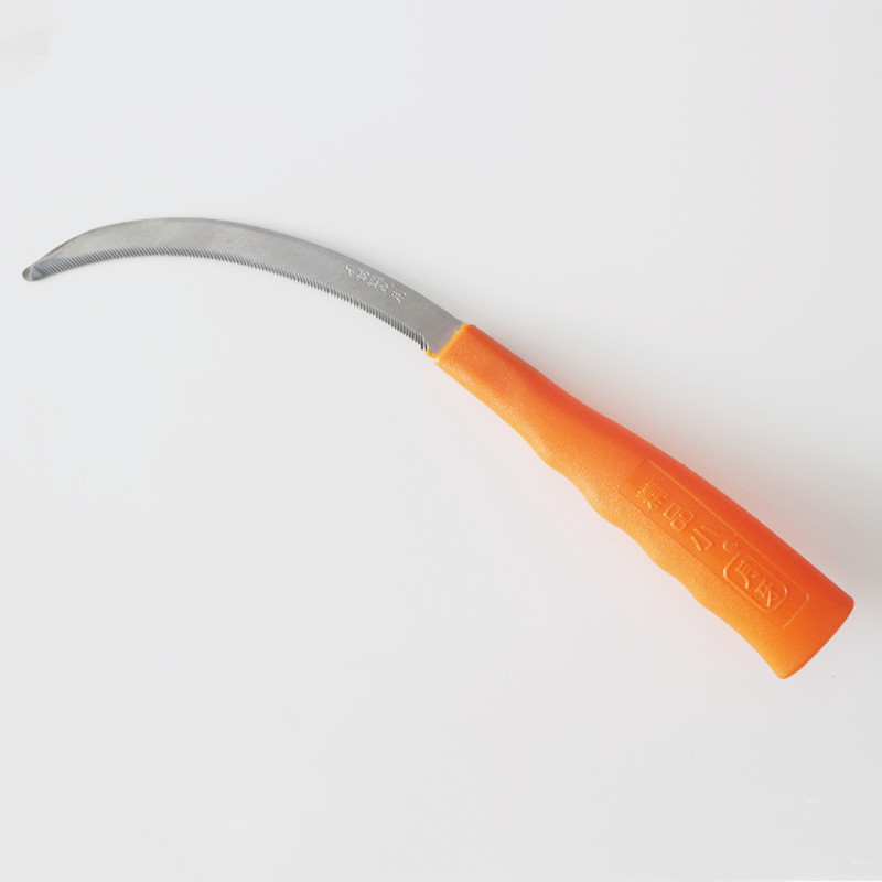 4万件不锈钢小月牙镰刀木柄锯齿农用月芽镰刀除草收稻谷子锰钢短柄