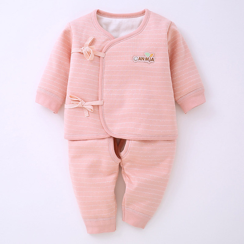 幼婴儿儿衣服秋冬季夹棉套装公主初生满月百天刚出生婴幼儿分体