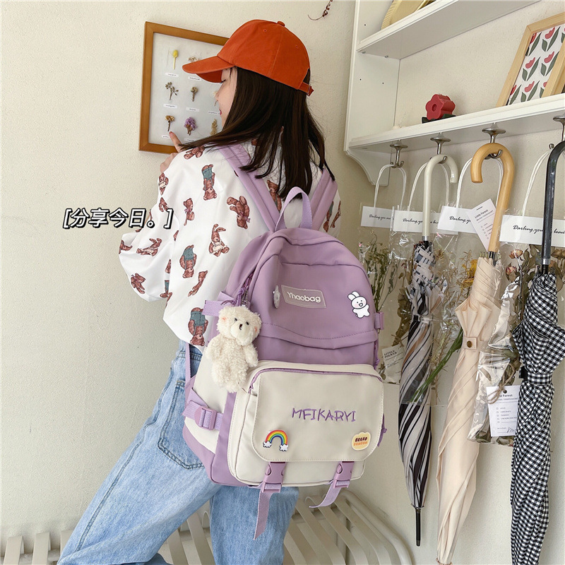 INS Style Schoolbag Female Korean Harajuku High School Student Mori Style Elementary School Studebt Backpack Junior High School Student Large-Capacity Backpack