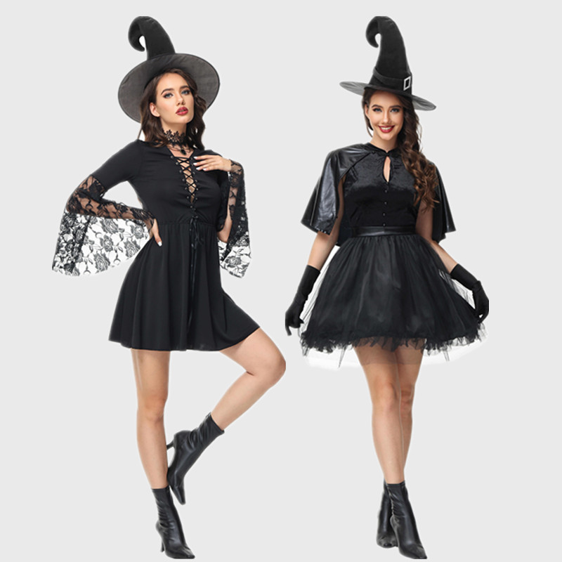 万圣节角色扮演暗黑女巫婆魔女游戏服性感黑夜幽灵魔法公主连衣裙