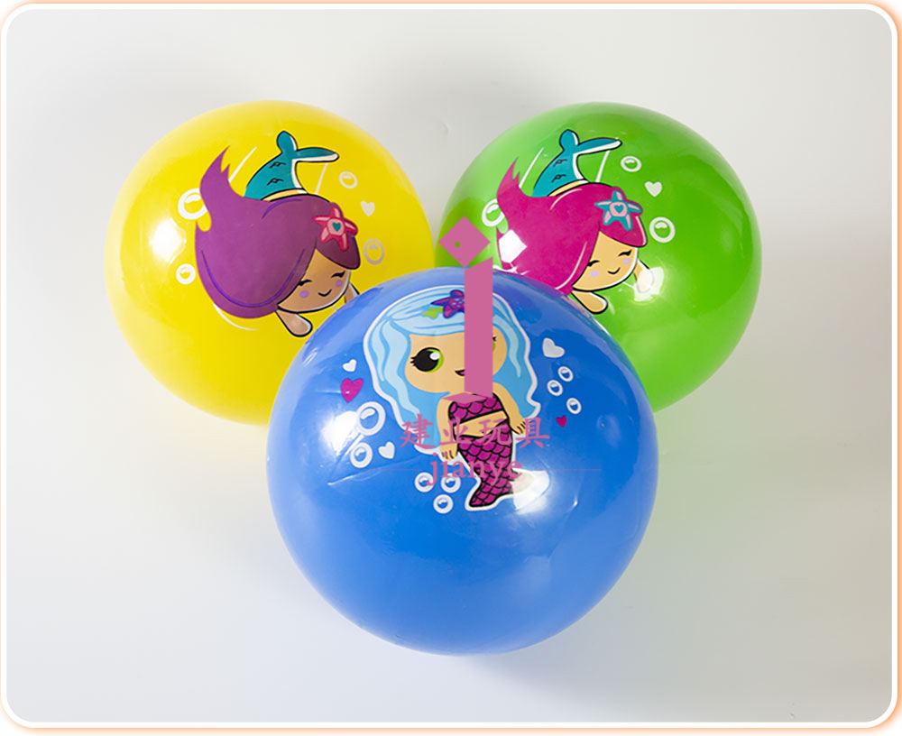 儿童玩具拍拍球20cm充气皮球卡通贴标球柔软弹力好公园地摊批发