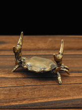 装饰水景工艺品黄铜举重小螃蟹创意摆件实心办公茶宠金属笔架桌面
