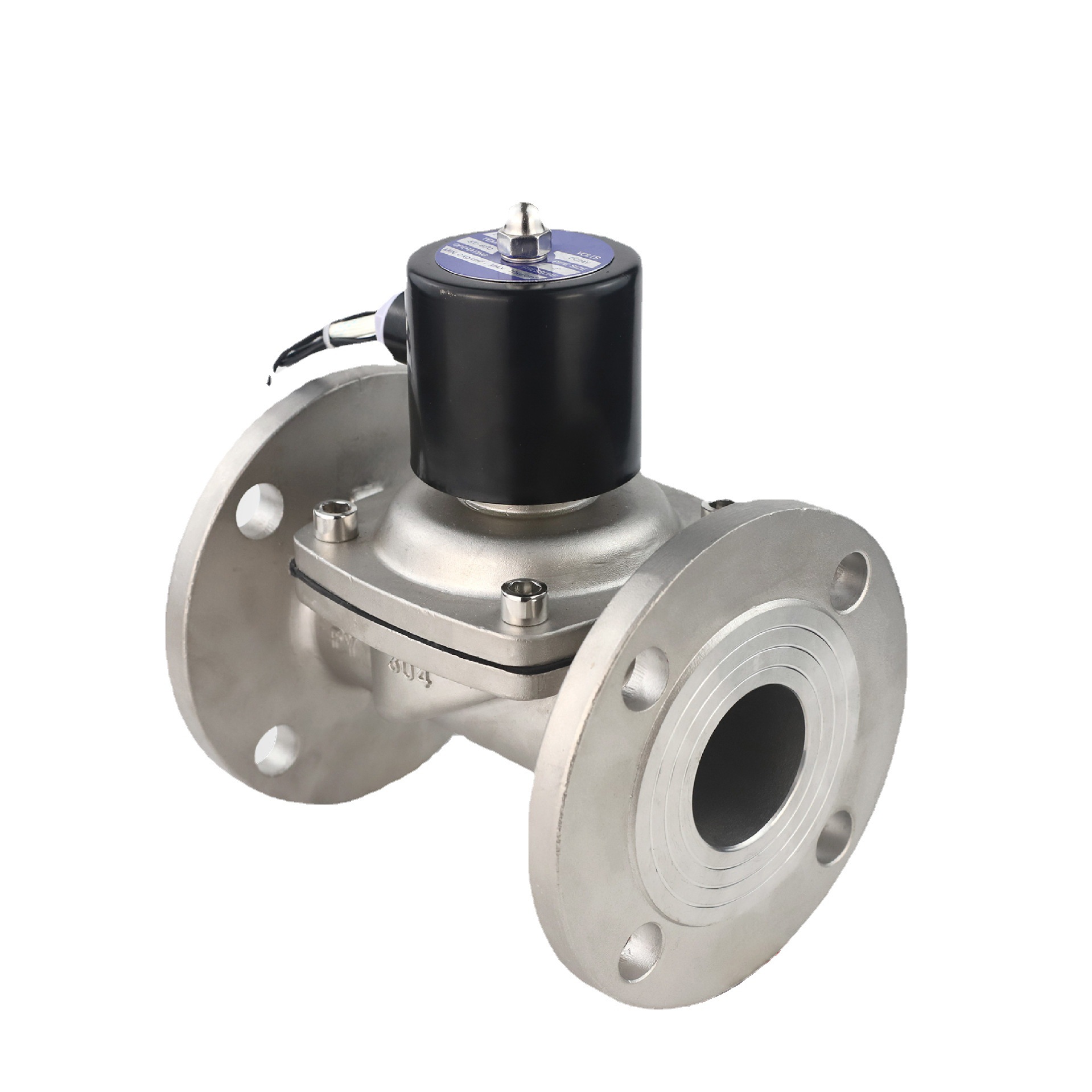 304不锈钢法兰电磁阀 常闭式水用法兰电磁阀220v dn50 65 80 100