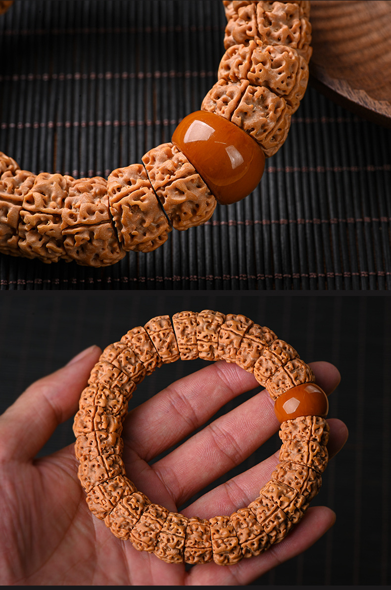 五瓣藏式尼泊尔大金刚菩提子扇面形切片金刚伏魔圈男士款佛珠手串