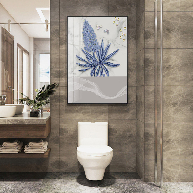 轻奢卫生间装饰画免打孔浴室墙面画防水晶瓷画酒店花卉洗手间挂画