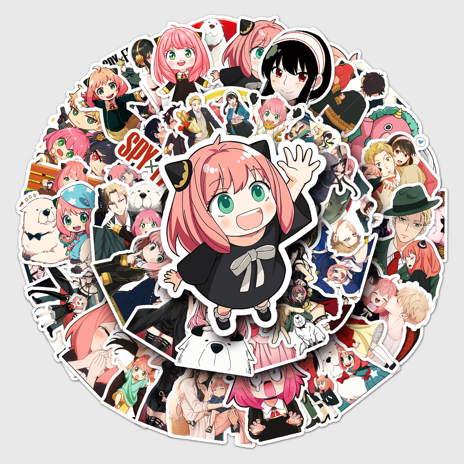 50张spy间谍过家家涂鸦贴纸跨境日漫贴纸diy手机壳行李箱贴纸防水