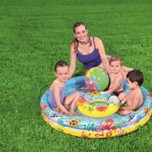 Bestway51124儿童戏水套装 家用加厚充气水池3件套 宝宝海洋球池