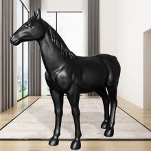 马摆件玻璃钢雕塑招财真黑白马雕塑工艺品大型动物落地装饰