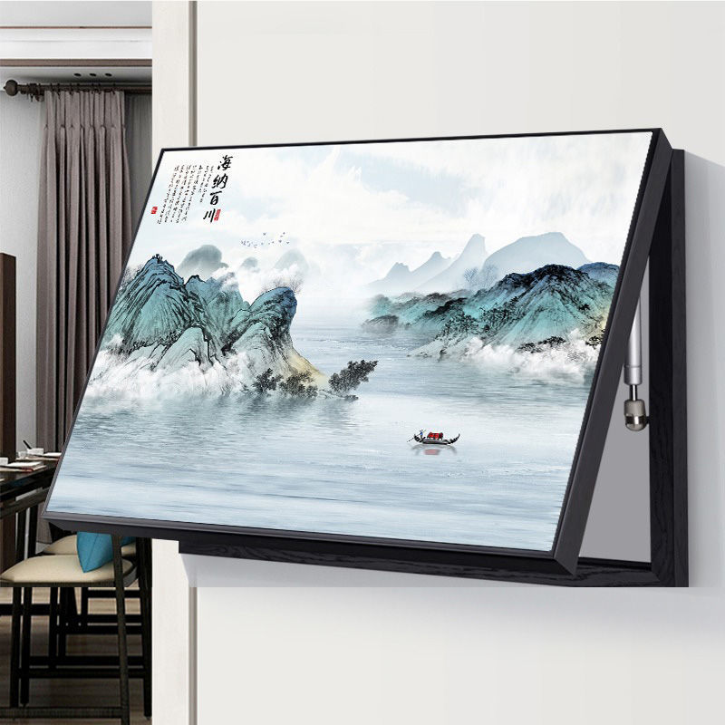 电表箱装饰画新中式免打孔配电箱遮挡电闸盒中式山水电源开关挂画