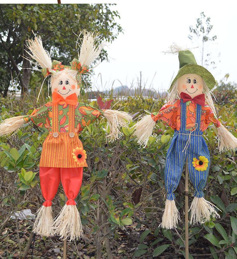 稻草人装饰玩偶 节日稻草人礼品 万圣丰收节火鸡装饰玩偶庭院装饰
