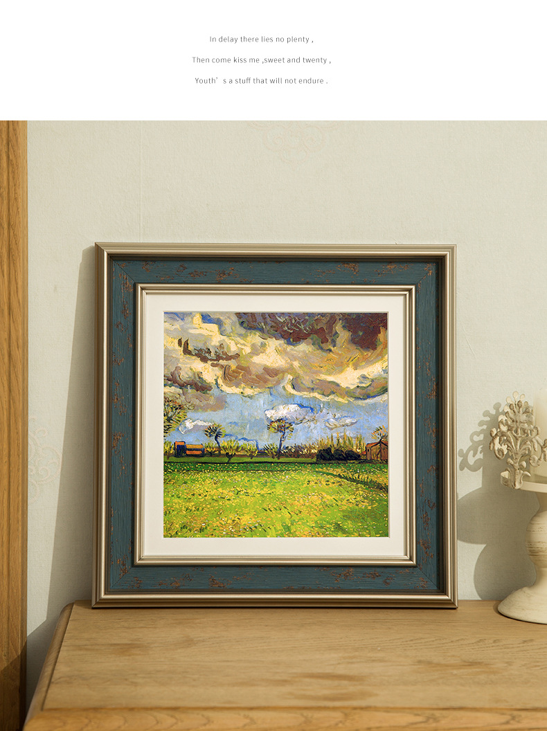 美式复古油画正方形框外框十字绣装裱相框国画挂墙制作任意尺寸