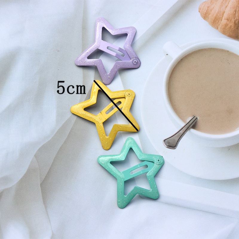 5cm Large Size XINGX BB Clip Candy Color Dripping Glitter Five-Pointed Star Hair Clip Side Clip Bangs Broken Hair Headdress