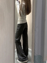175高个子加长180灰色美式喇叭裤女春季新款显瘦瑜伽运动裤拖地裤
