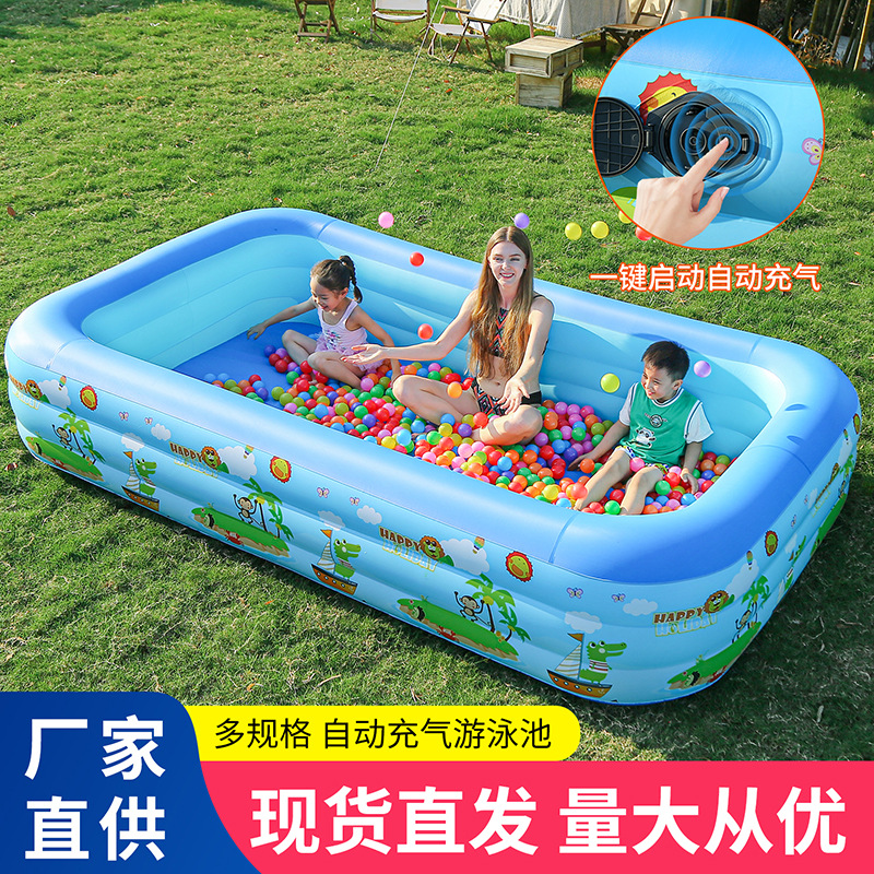 ins 新款充气游泳池加厚卡通印花成人户外可折叠浴池婴幼宝宝泳池