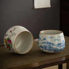 茶洗特价大号茶缸笔洗水复古建水陶瓷茶渣碗缸功夫茶具配件