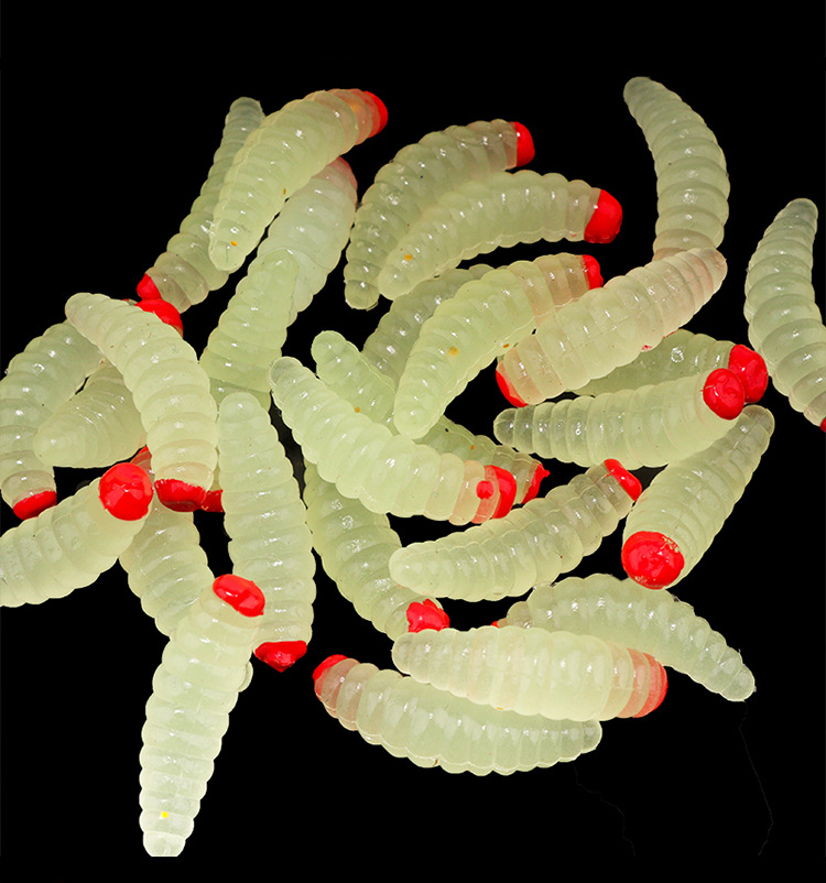 红头面包虫100粒/盒套装批发 路亚蠕虫假饵仿生饵软饵蛆 工厂优惠