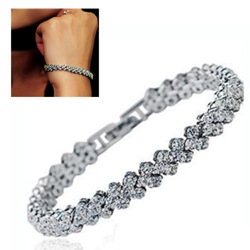 Wish Popular Foreign Trade European and American Roman Bracelet Female Zircon Crystal New Style Bracelet Diamond-Embedded Fashion Ornament Full Diamond