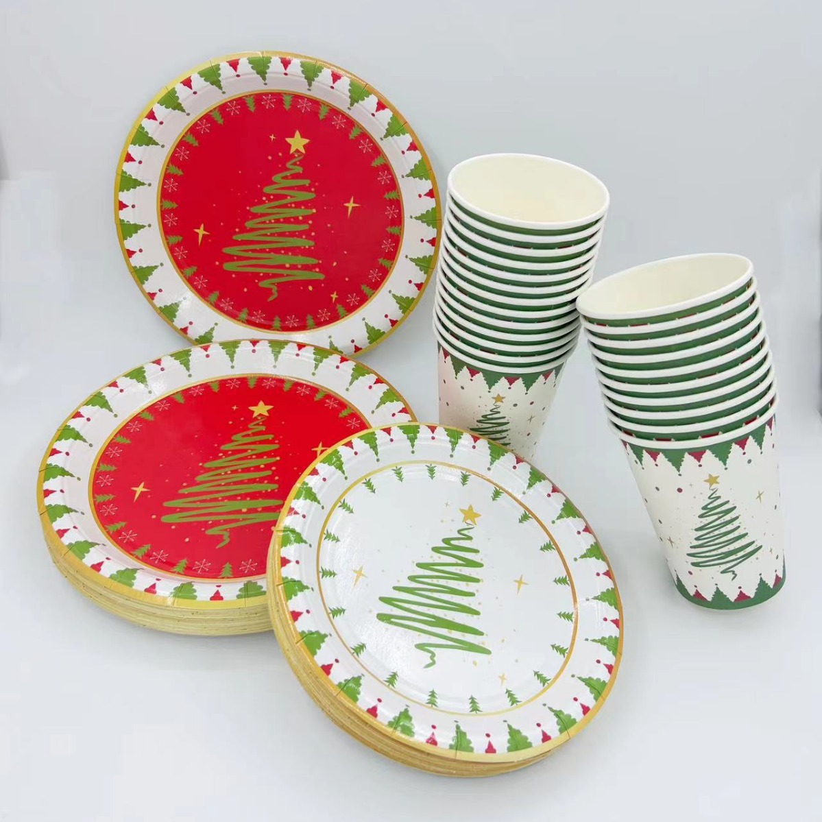 disposable paper tray christmas series birthday party paper plate disposable paper tray paper cup set