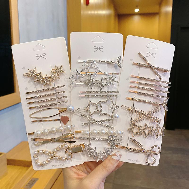 2023 New Winter Fairy Side Set Rhinestone Barrettes Internet Influencer Pearl Popular Headdress Korean Style Bang Hairpin