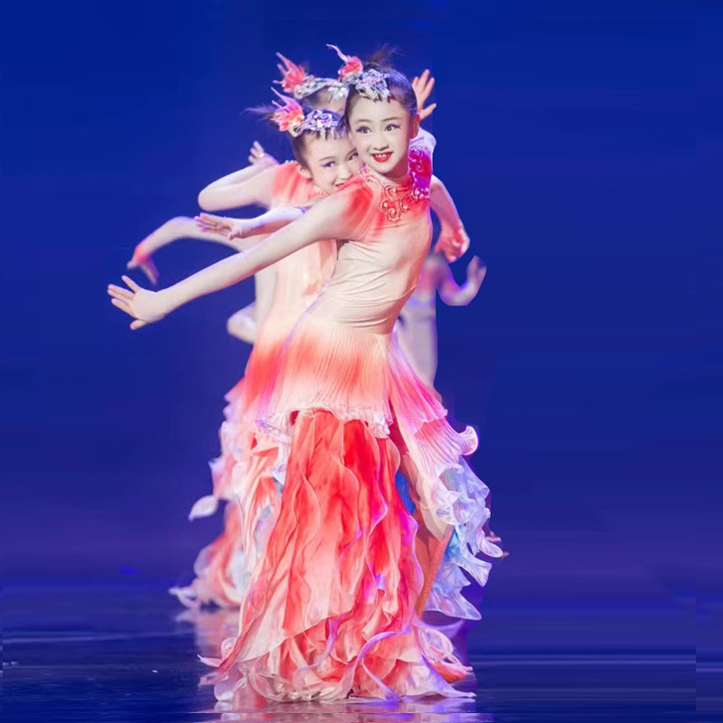 小荷风采云波里锦鲤跃儿童舞蹈演出服女童唧唧鲤鱼儿跃傣族表演服