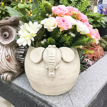 供应外贸公司乳白色大象花盆盆栽源头工厂加工定制跨境电商亚马逊