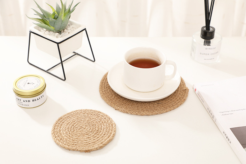 圆形麻绳杯垫海草编织日式隔热垫 多规格蒲团垫禅修垫草编垫子