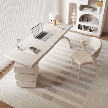 奶油风书桌小户型家用法式轻奢现代简约女性实木网红办公桌写字台