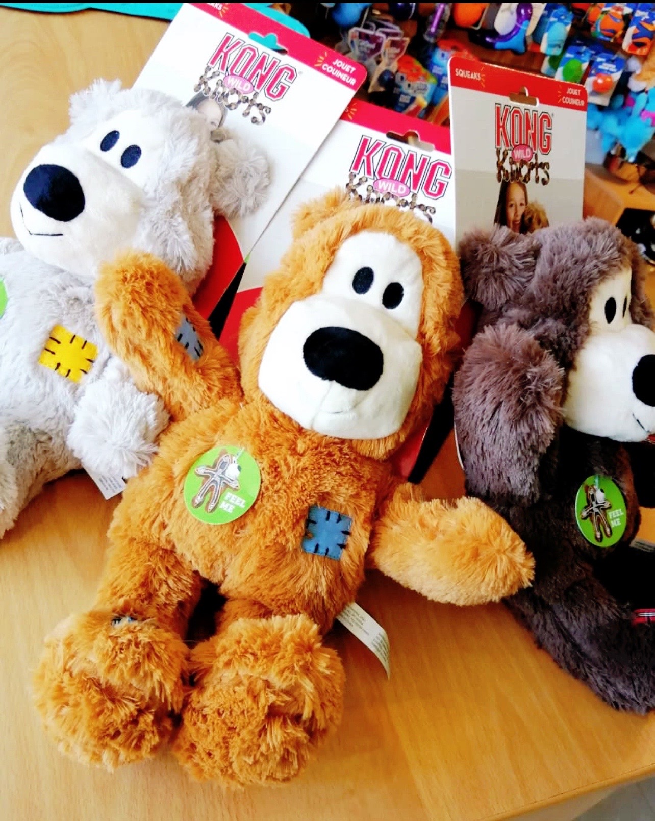 美国kong小中大型犬狗狗耐咬绳结拔河互动发声陪伴玩具补丁熊狐狸