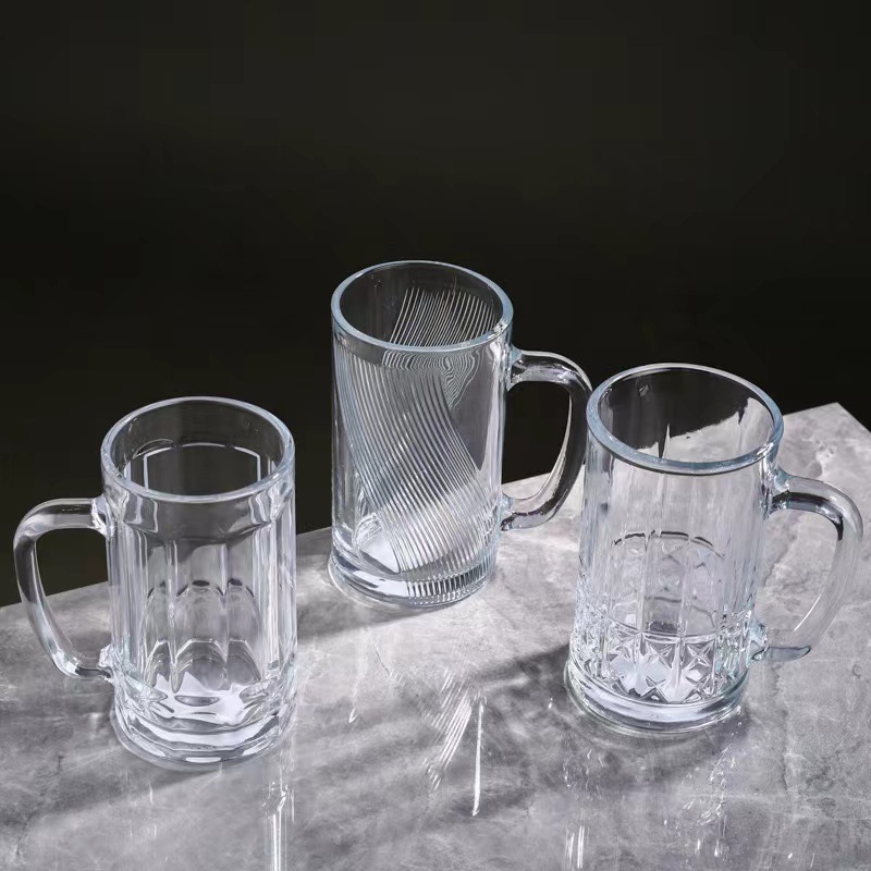 青苹果玻璃啤酒杯扎啤杯果汁牛奶杯家用餐客厅水杯印logo