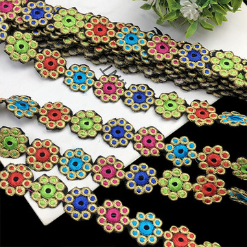 现货新款服饰diy民族刺绣亮片花边服饰装辅料背胶补丁布贴花lace