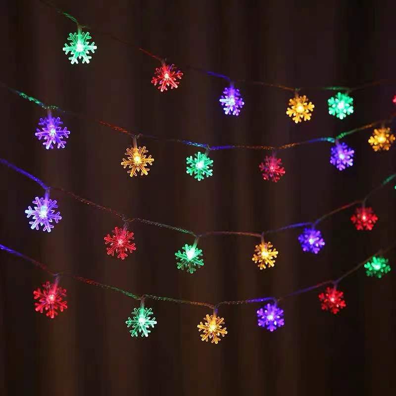 LED Lighting Chain Creative Snowflake Christmas Tree Decorative Lighting Flashing Light String Light Lighting Chain Lamp Ball Battery Box Decorative Lamp USB Small Colored Lights