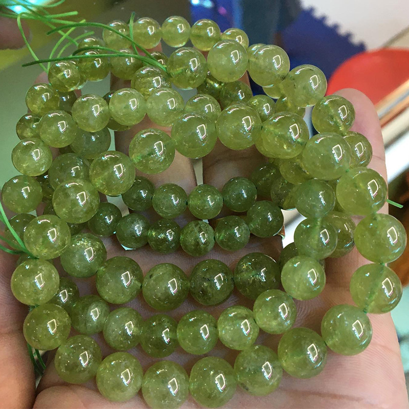 天然绿石榴石手链女民族风饰品翠绿色水晶手链沙弗莱绿石榴石手串