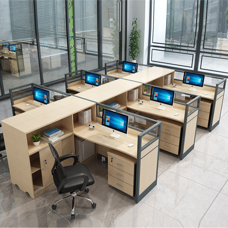 职员办公桌椅组合简约现代三人位办公桌子办公室财务室屏风卡座桌