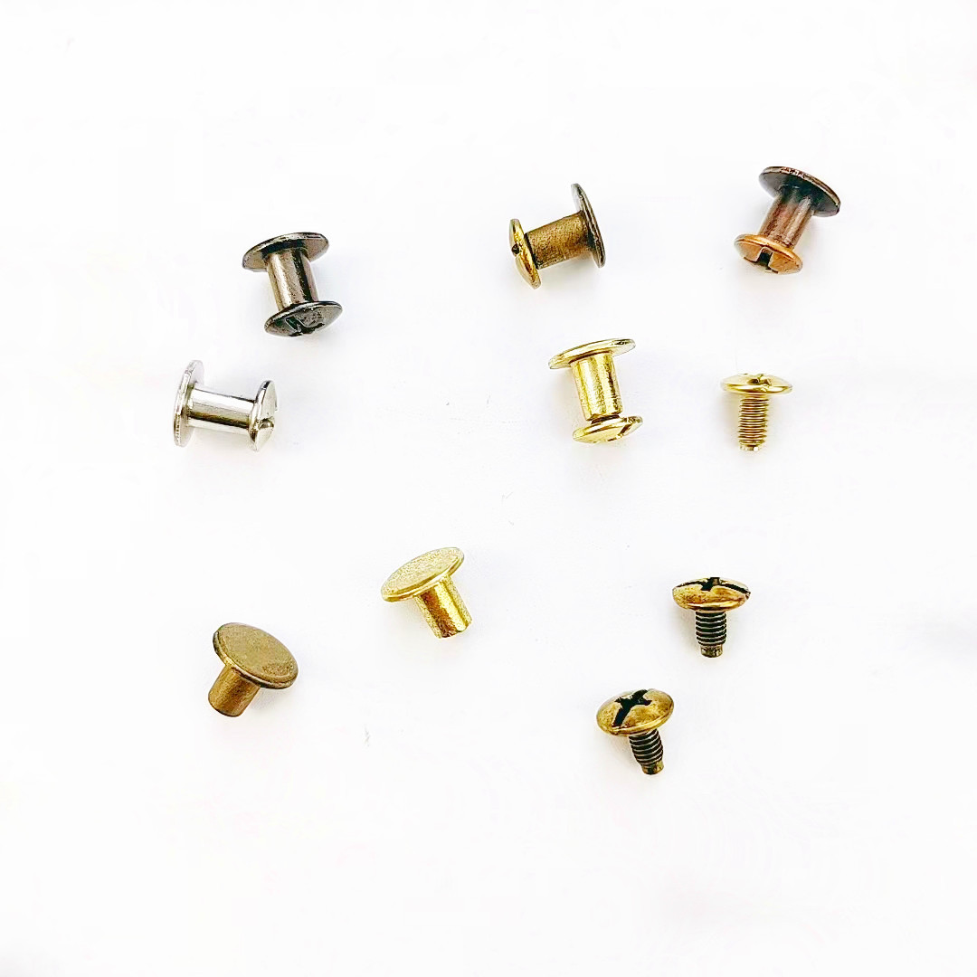 高档五金螺丝扣子铆钉圆形包包配件金色固定扣金属纽扣鞋旋转按扣