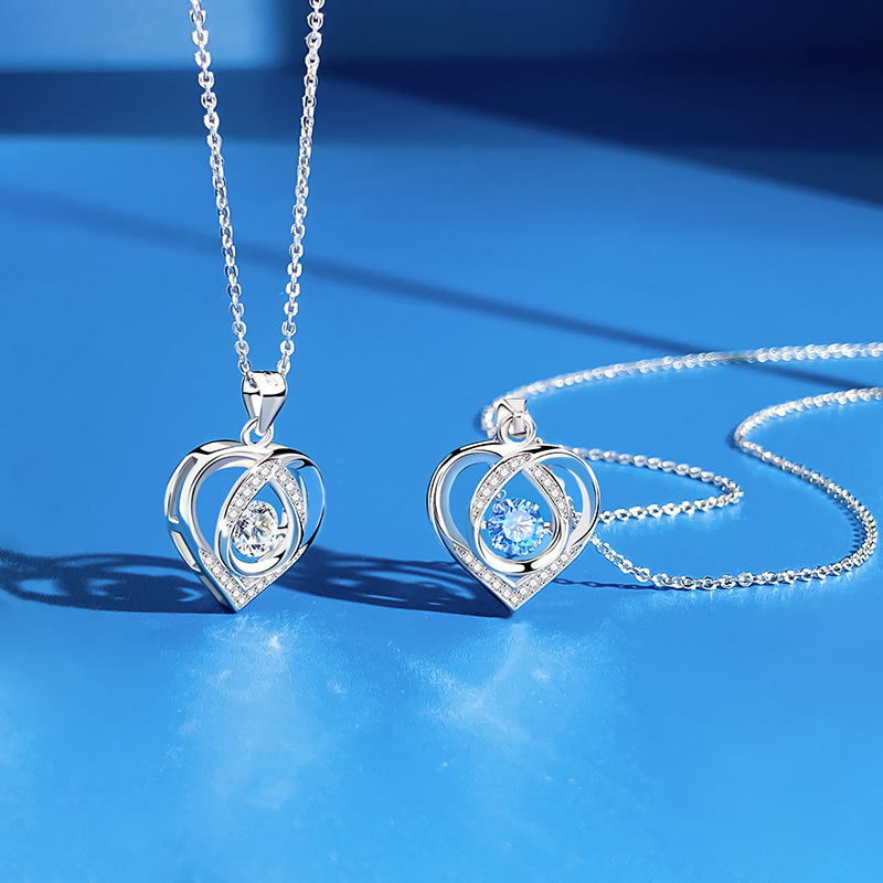 永恒跳动的心项链女纯银爱心莫比乌斯环灵动吊坠小众设计 520礼物