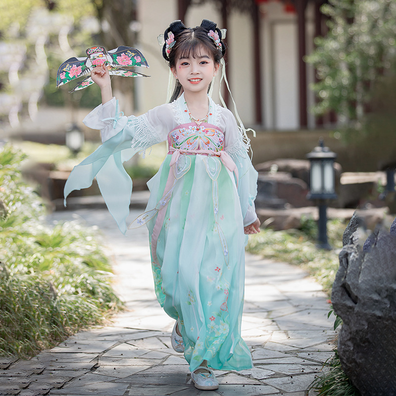 2023 Hanfu Girls' Autumn and Winter New Jacket and Dress Embroidery Children's Tang Costume Super Fairy Baby Ancient Costume Dress Wholesale