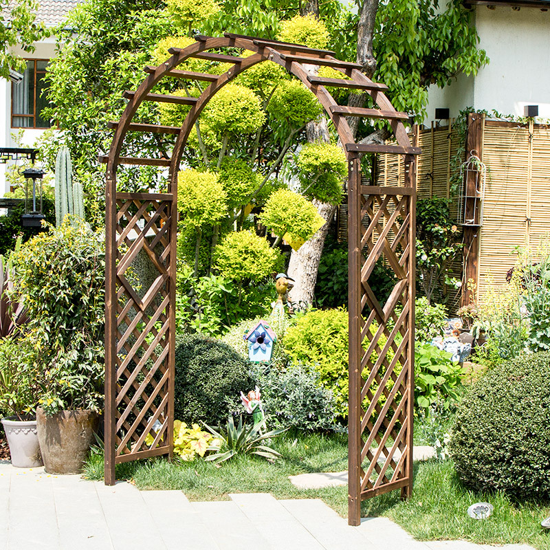 庭院拱门爬藤架花架防腐木花园架子室外月季拱形门花支架