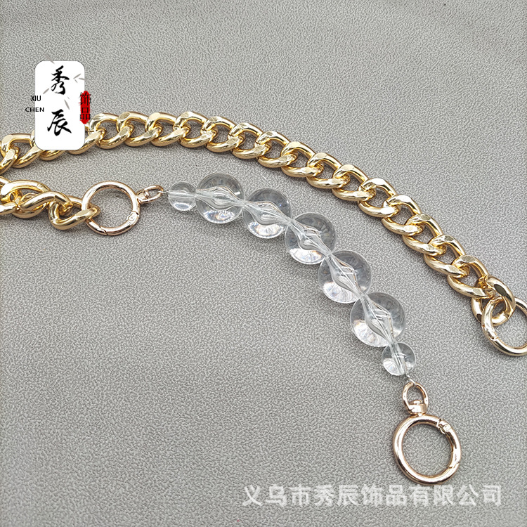 Bag Transformation Transparent Beads Extension One Shoulder Underarm Acrylic Mixed Gold Chain Detachable Chain