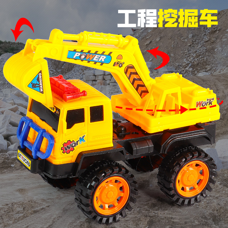 Children‘s Toy Vehicle Inertial Engineering Vehicle rotating Excavator Boy Stall Engineering Vehicle Model Toy Night Market Stall