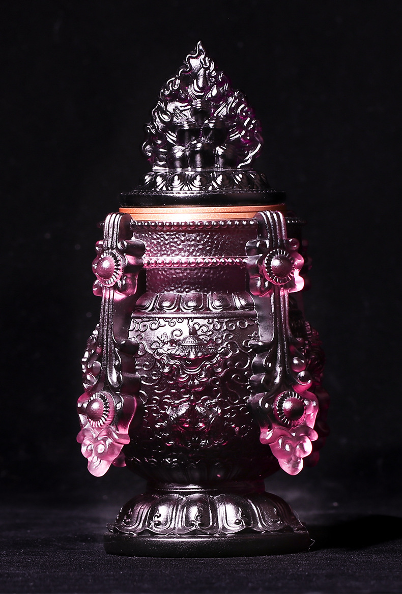 琉璃八吉祥宝瓶长寿摩尼瓶藏传佛教修行法器寺院佛堂供桌供奉佛具