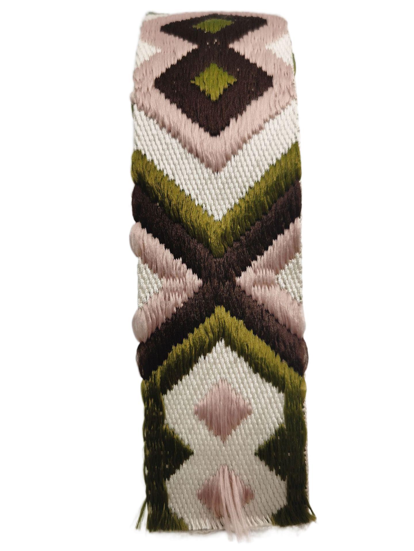 5厘米涤纶提花间色织带 50mm菱形图案肩带 新款女包背包织带 现货