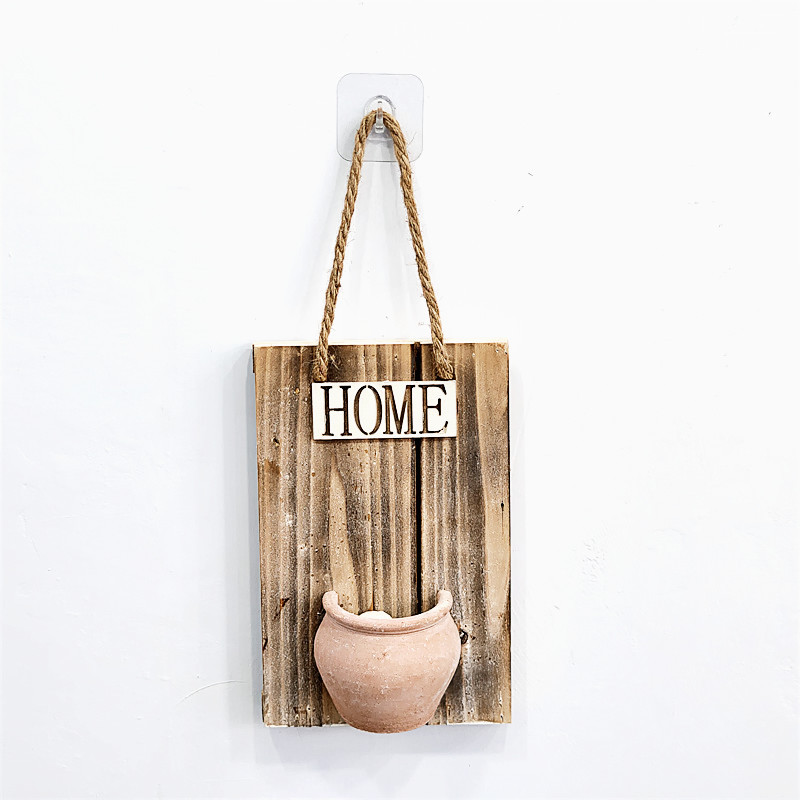 Style Trend Wooden Craftwork Home Indoor Wall Surface Hanging Flower Basket Creative Cabin Wall-Mounted Flower Pot