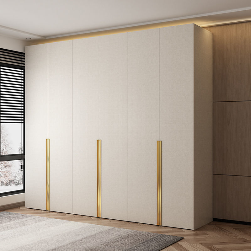 健优美极简衣柜白色现代简约卧室家用四六门储物柜子加顶柜大衣橱