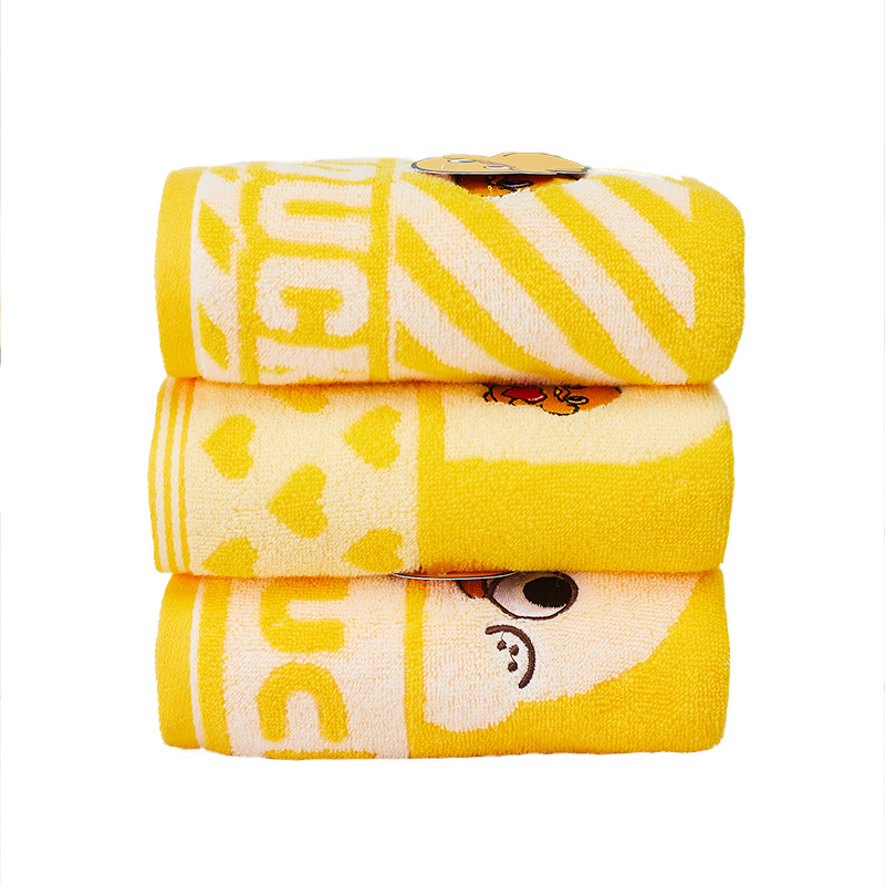 2条装小黄鸭纯棉毛巾柔软吸水不掉毛男女儿童可爱洗脸巾全棉面巾