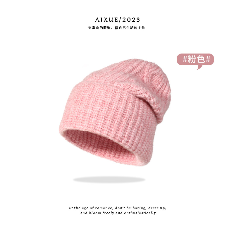 23 New Knitted Hat Women's Korean Style All-Match Rhombus Twist Woolen Cap Warm Fashion Cold Protection Earflaps Knitted Hat Fashion