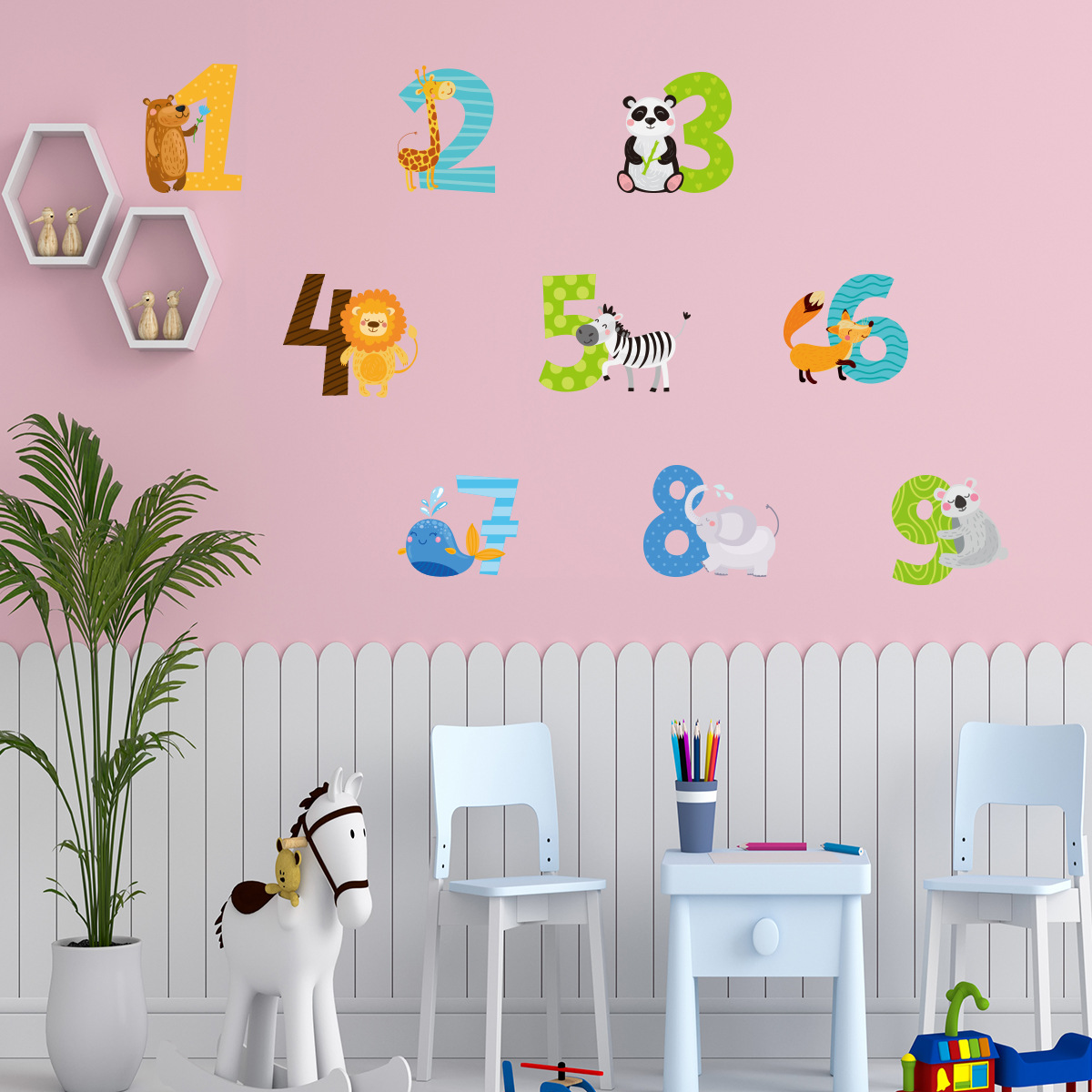 zsz2785w儿童房幼儿园美化装饰墙贴 创意卡通数字宝宝学习墙贴画