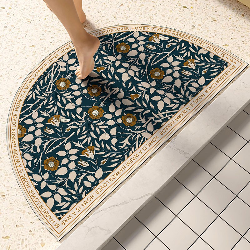 Bathroom Entrance Diatom Ooze Floor Mat Semicircle Non-Slip Quick-Drying Floor Mat Toilet Door Absorbent Household Carpet