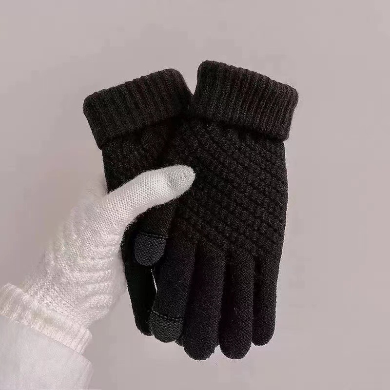 Seconds Heating Gloves Winter Cute Student Korean-Style Touch Screen Fleece Lined Padded Warm Keeping Cold-Proof Five-Finger Gloves Cycling