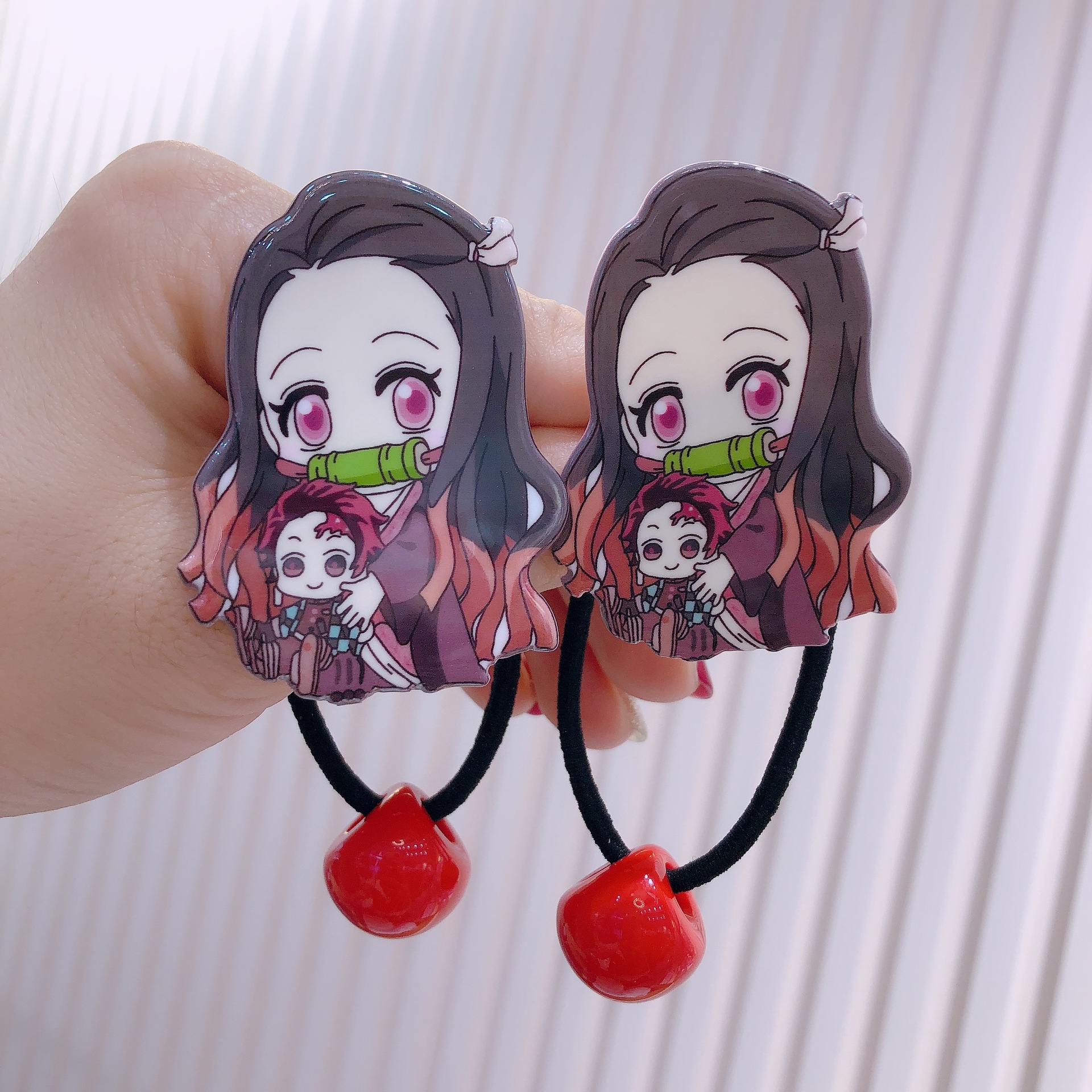 鬼灭之刃单弥豆子发绳鬼灭发夹发饰二次元动漫卡通亚克力女童压夹